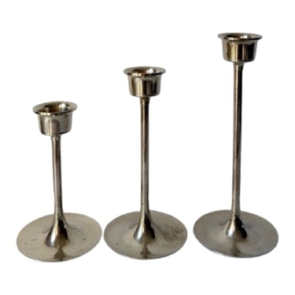 Vintage Elegant Gold brass Candle Holder Set of 3